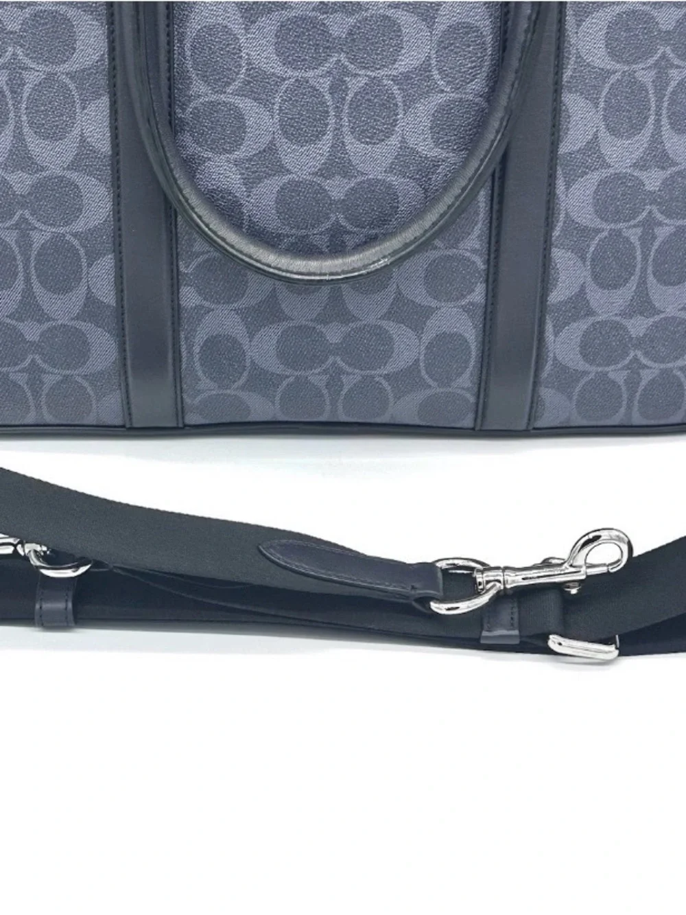 Coach Perry Slim Briefcase Laptop Bag Navy Blue Signature Coated Canvas F59057 - Picture 10 of 16